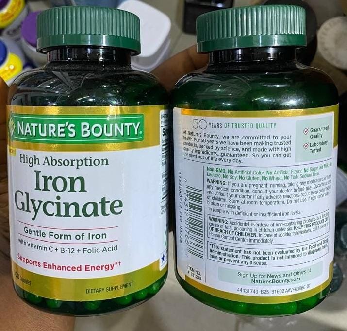 Nature's Bounty Iron glycinate capsules (100caps)